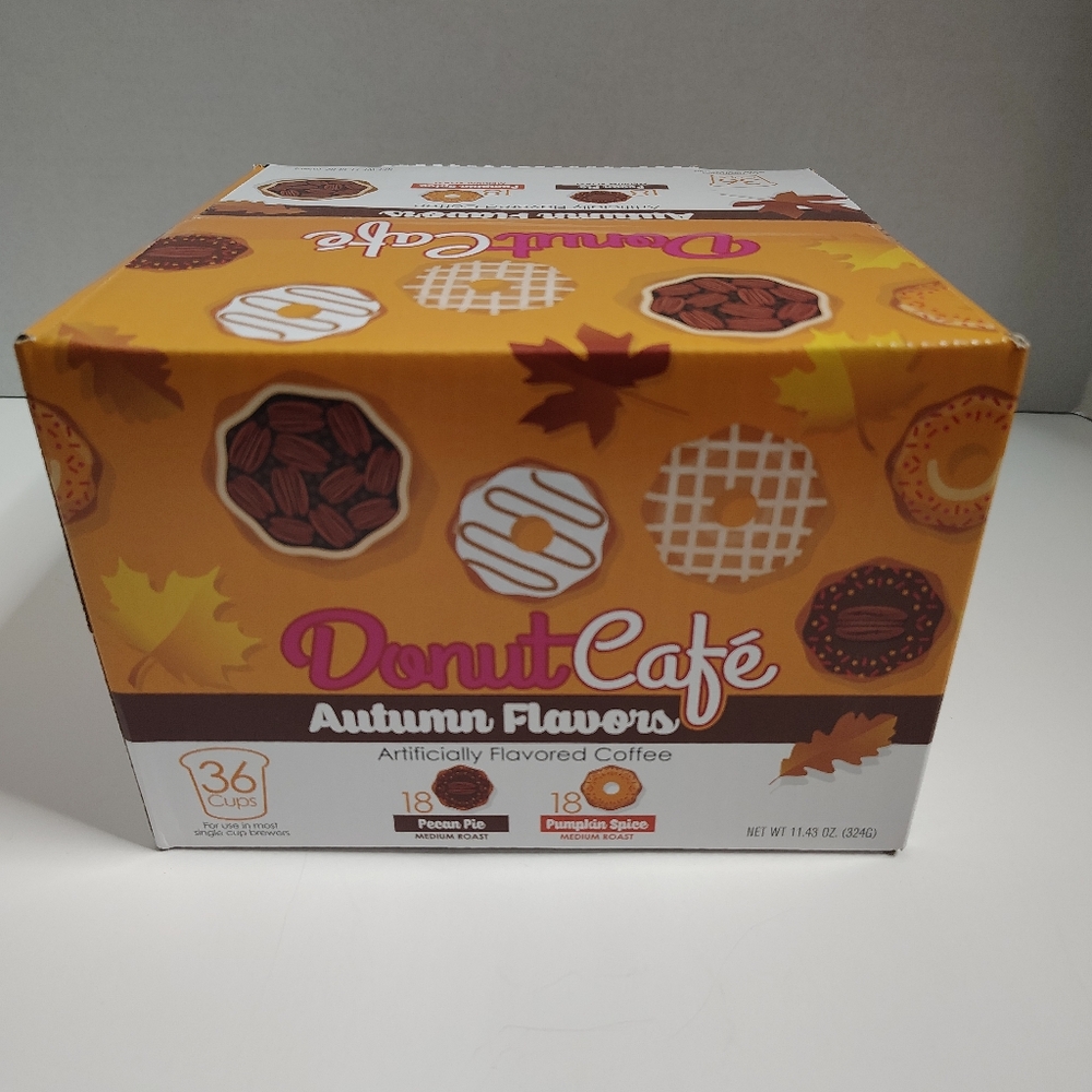 Donut Cafe Autumn Flavors Pecan Pie And Pumpkin Spice 36ct K-Cups Limited Ed New